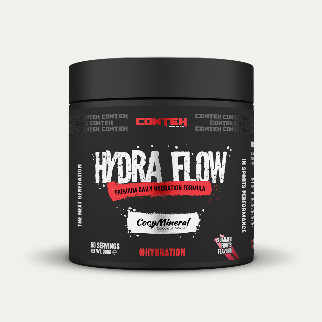 Conteh Sports Hydra Flow 300g Summer Fruits front-facing tub